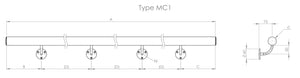 MACT -HANDRAIL BEWEISSE DOMINLICHEN STAEL MC1 - 4 HERSTELLE - 3000-4250 mm