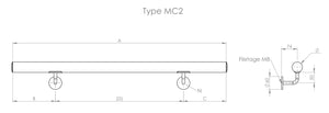 Main-courante inox brossé MC2 - 2 supports - 600-1800mm