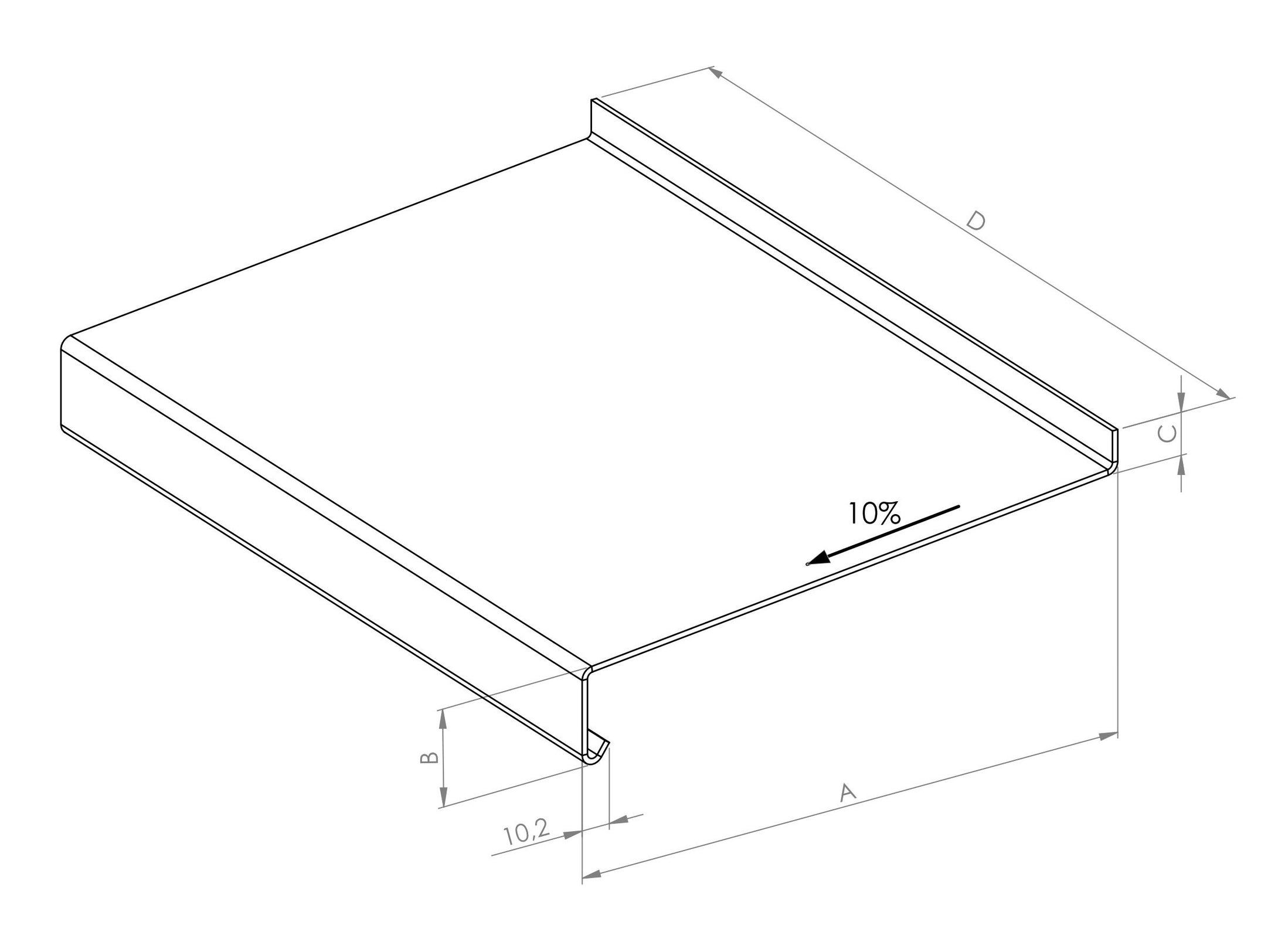 Tôle tablette - 3 plis